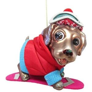 December Diamonds Labrador Dog Snowboard 5.75" Ornament Christmas 79-81365 Puppy